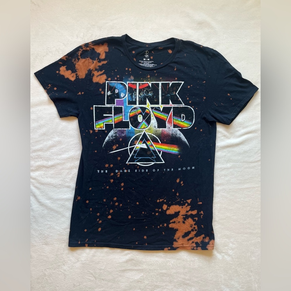 Pink Floyd Dark Side Of The Moon Bleach Dyed T-Shirt